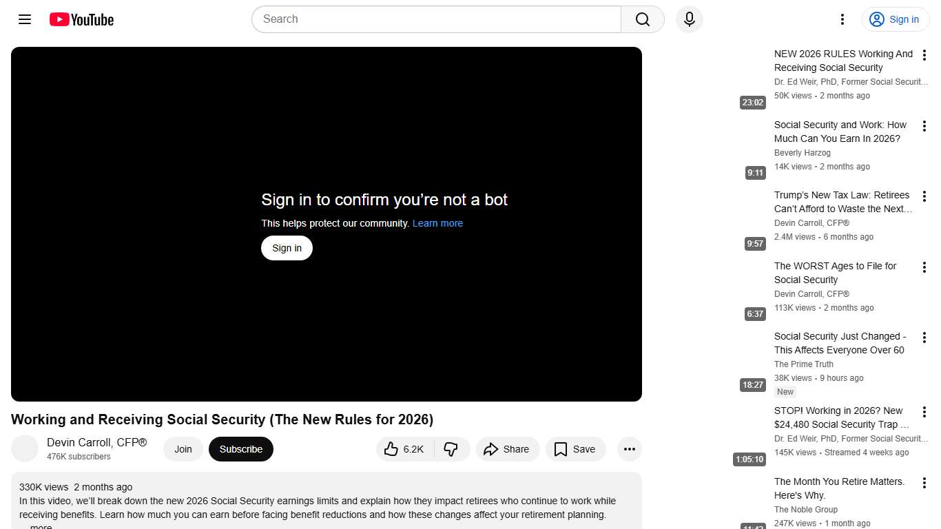 Working and Receiving Social Security (The New Rules for 2026) - YouTube